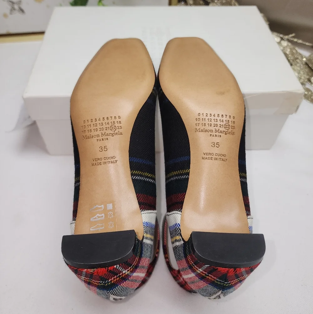 NWB Maison Margiela MM22 6cm Tartan Checked Ankle-Strap Pumps